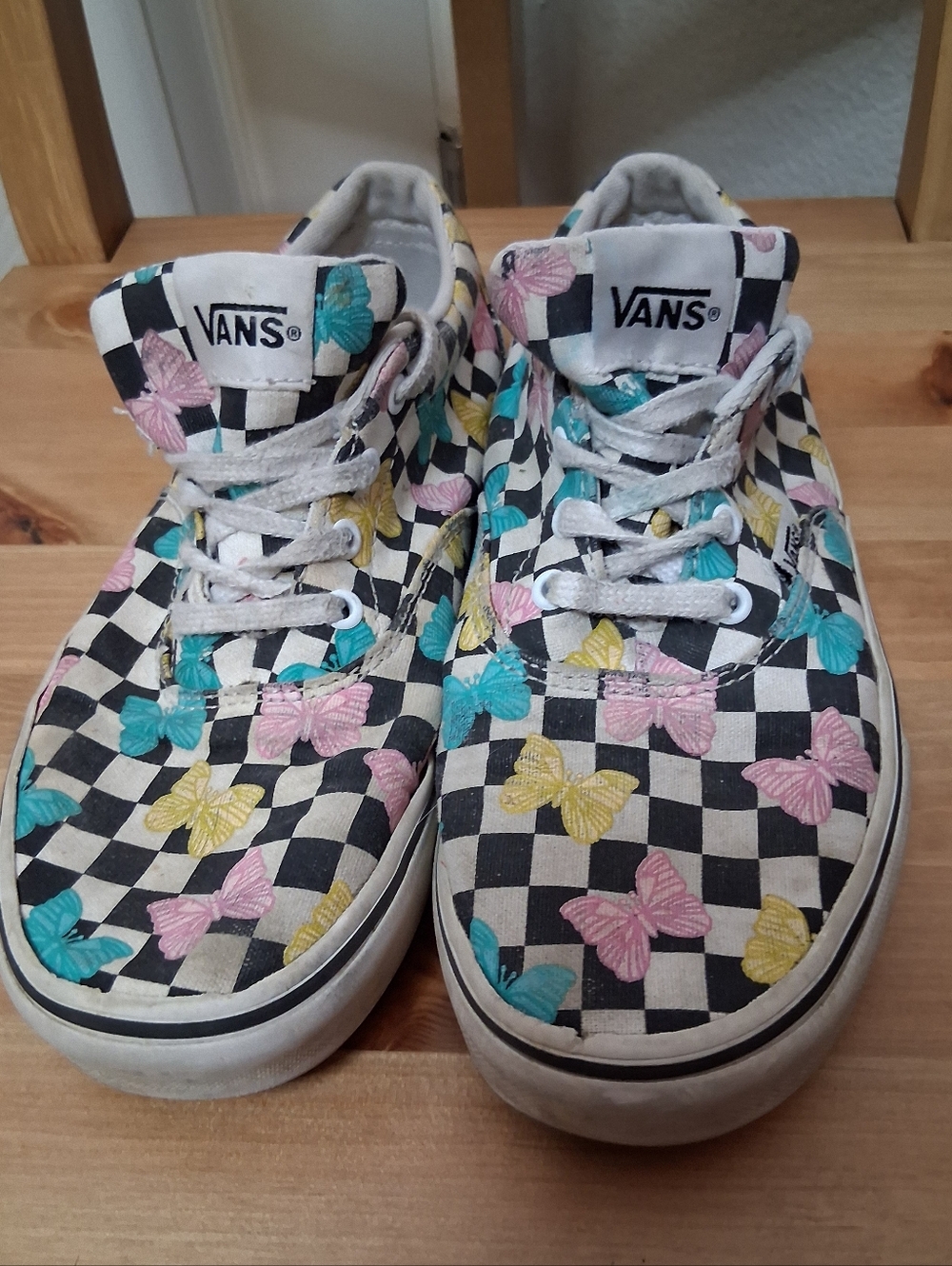Girls Butterfly Checkered Vans Size 3